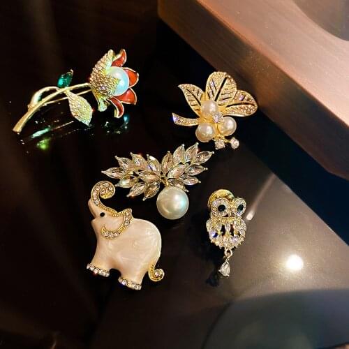 New Arrival lovely Blue Texture Enamel Owl Elephant Shape Brooch Crystal Pins Brooches For Kids Scarf Clothes Jewelry