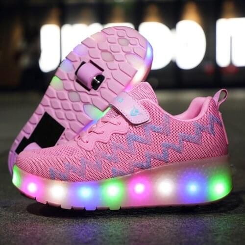Children Skating Sneakers Glowing Ligtht LED Girls Wheelys Boots Summer Casual Fashion Two Wheels Shoes Kids Roller Skates