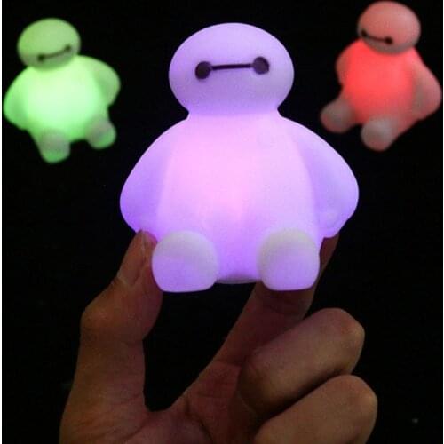 Disney Baymax Colorful LED Night Light Cartoon Anime Figure Big Hero 6 Model Creative Childrens Luminous Toy Kids Gifts
