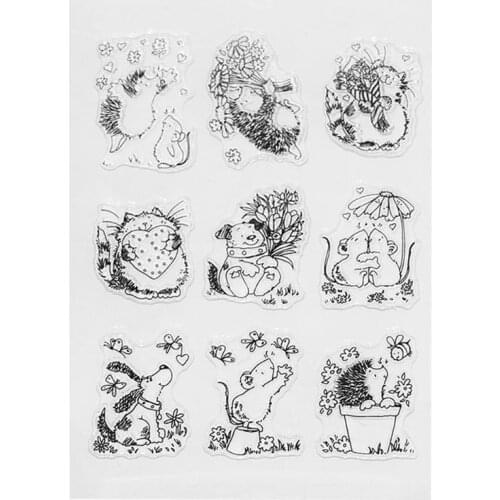 DIY Cute Hedgehog Pattern Transparent Clear Seal Card Scrapbooking Photo Album Decorative Silicone Stamp Sheet