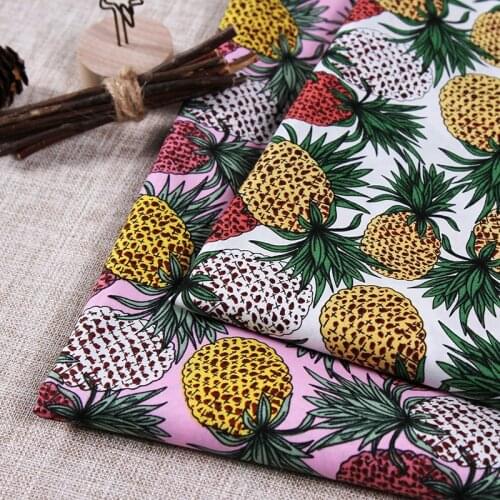 100X142cm Cotton Pineapple Pattern Printed Fabric Woven Reactive Dying DIY Sewing Dress Pants Toy Doll Clothing Telas