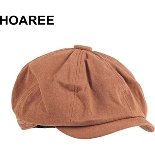 HOAREE Newsboy Cap Flat Cap Hat Men for Summer Spring Solid Cotton Mens Beret Hat Women Octagonal Hat Vintage Eight Panel Hat