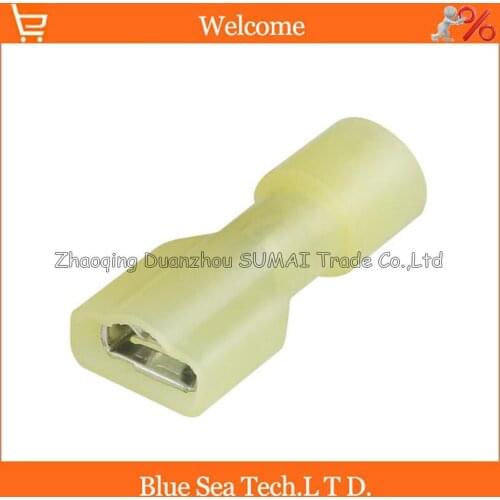 200pcs FDFN5.5-250 yellow female cold-pressed terminal insulated terminal for 4.0-6.0mm2,12-10 AWG Wire 24A