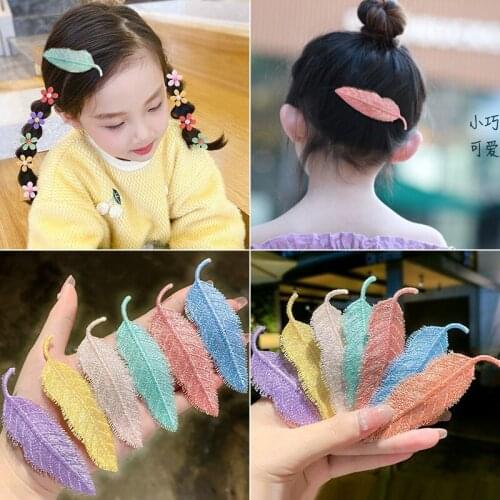 Sweet Embroidered leaf Hair Clips For Children Girls Headband bangs clip Hairpins Barrette Hairbands dress kids Hair Accessories
