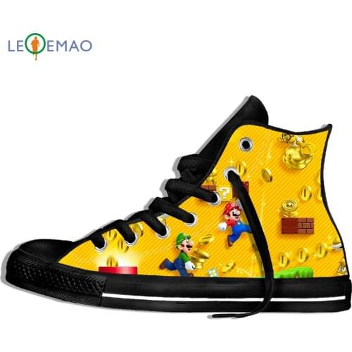 Custom Logo Image Printing Sneakers Shoes Creative Mario Men Canvas Canvas Breathable Walking Flat Zapatos De Mujer Outdoor