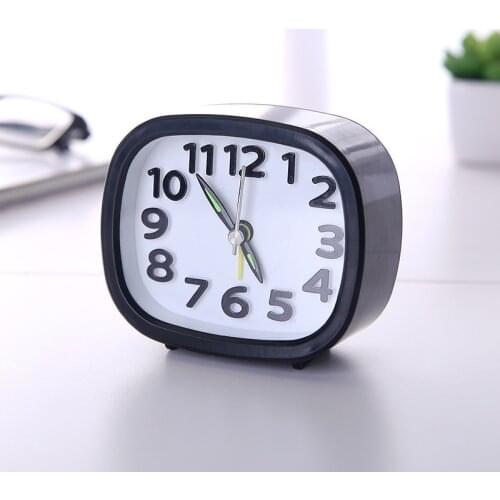Square Round Small Alarm Clock Snooze Silent Sweeping Wake Up Table Clock Battery Powered Compact Portable Travel Alarm Clock