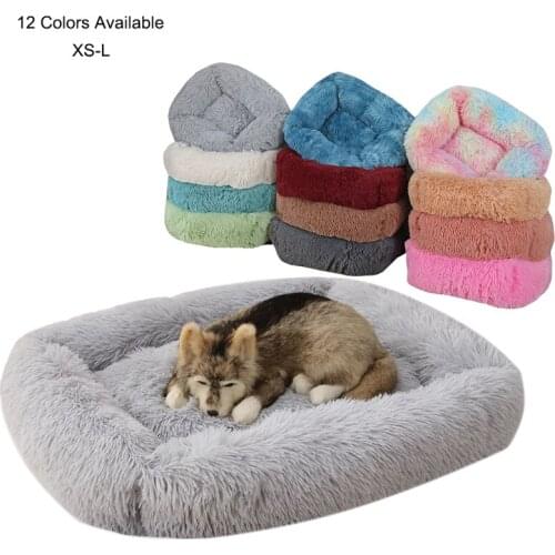 Square Plush Dog Bed Comfortable And Soft Kennel Cat Bed Large Medium And Small Pet Warm Cushion Portable Washable Dog Bed XS-L