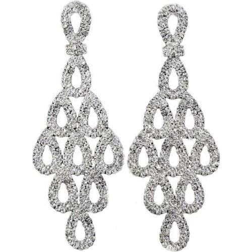 Fashion Charm Shining Rhinestone Earrings Crystal Tassel Wedding Bride Party Accessories Jewelry 171106-3