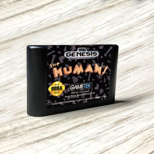 The Humans - USA Label Flashkit MD Electroless Gold PCB Card for Sega Genesis Megadrive Video Game Console