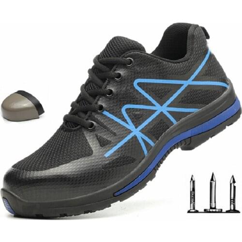 Non-slip Work Safety Shoes Mens Safety Boots Breathable Light Wear-resistant Rigid-toed Shoes Building Breathable Sneakers