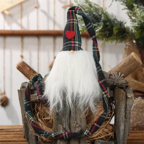 2020 Xmas new Year Christmas decorations Plaid cap no face doll pendant Forest man christmas tree ornaments Christmas doll FZ173