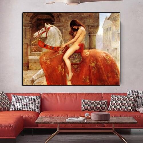 Nude Woman Posters Lady Godiva by John Collie Canvas Painting and Prints Scandinavian Wall Pop Art Picture for living Room Decor