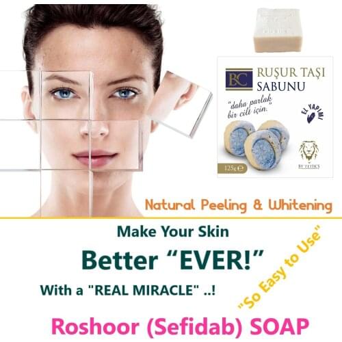 Natural Organic Sefidab Rooshoor Rusur Soap For Skin Whitening Peeling Acne Scar Blemish Removal Stone Pimple Treatment Bl
