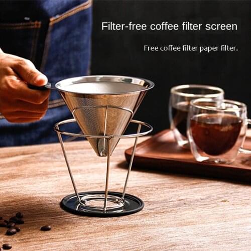 Simple Household Coffee Funnel Filter Stainless Steel Ultra-fine Drip Coffee Holder Funnel Basket Reusable Filter Holder Tool