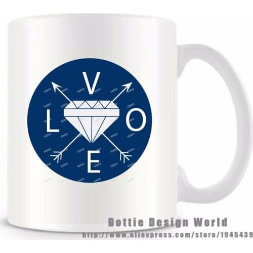 DIY 2020 new Arrival LOVE Arrow Diamond white coffee tea milk cup funny novelty travel mug Personalized Birthday Christmas gifts