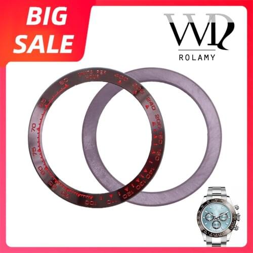 Rolamy Replacement High Quality Luxury Pure Ceramic Brown With Red Writings 38.6mm Watch Bezel for Rolex DAYTONA 116500 - 116520
