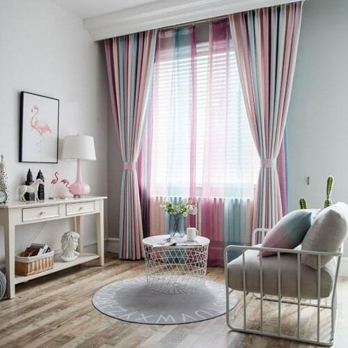 LISM Modern Curtain Blackout Curtains for Living Room Striped Splicing Tulle Bedroom Window blinds Curtain Drapes Home Supplies