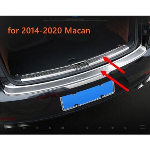 Fit for Porsche Macan 2014-2018 2019 2020 Silver Steel Rear Bumper Sill Plate Protector