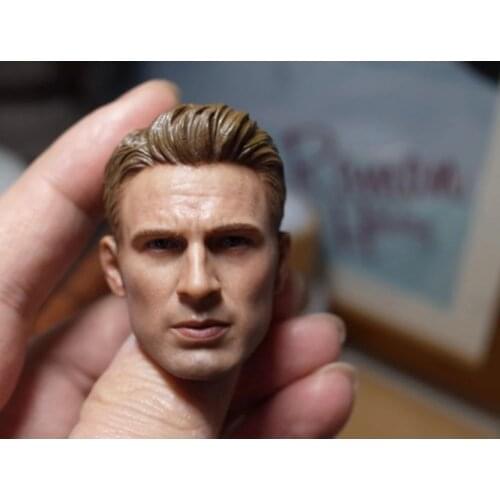 1/6 Male Head Sculpt Model Captain Chris Evans Golden Hair Male Figure Accessory Fit 12" Figure Body