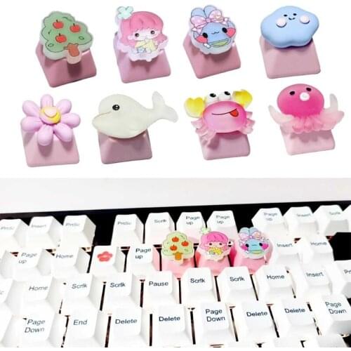 1PC Cherry Profile PBT Pink Cute Cherry Profile Keycaps for cherry MX Mechanical Keyboard Gaming Players R4 Height