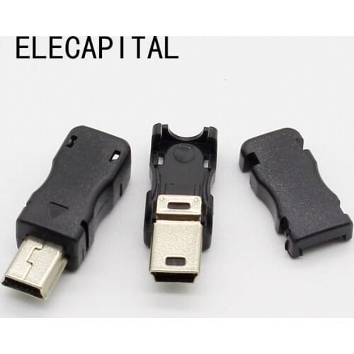 10pcs Mini USB 5 Pin T Port Male Plug Socket Connector&Plastic Cover for DIY Dropshipping Top Sale