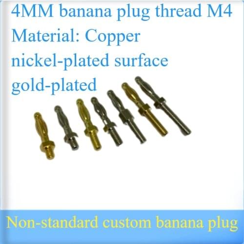 10PCS M4 thread full copper gold-plated nickel-plated banana plug 4MM connector wire terminal wire connector panel mounting