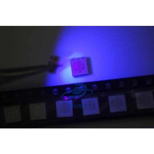 100pcs UV LED SMD 5050 Chip Purple Surface Mount Bead 60mA Ultraviolet 395nm - 400nm LED Ultra Violet Light Emitting Diode Lamp