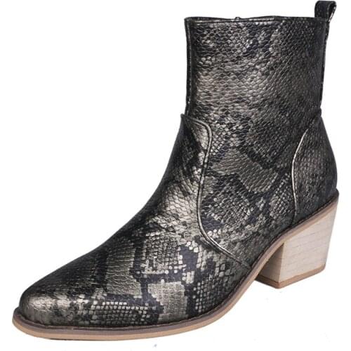 2019 Autumn Winter boots women Microfiber leather women ankle boots sexy pointed western cowboy boots chunky Square heel boots