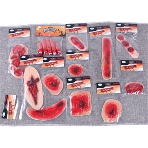 3D Soft Latex Scars Tattoos Bloody Makeup Zombie simulation 3D Scars Halloween Decoration Wound Scary Blood