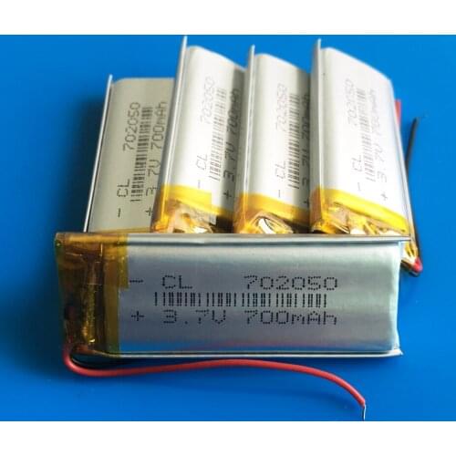 5 pcs 3.7V 700mAh lipo Rechargeable battery lion polymer lithium cells 702050 for MP3 GPS DVD bluetooth recorder e-book camera