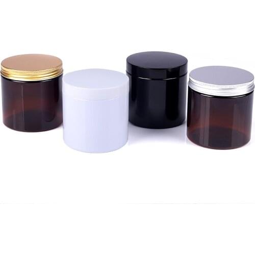 500ml X 12pcs Empty Cosmetic Cream Jar PET Container Pot Powder Mask Cream Bottles With Screw Lid Can