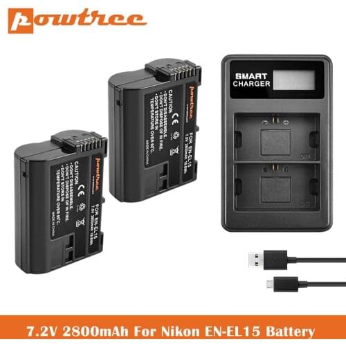 .2V 2800mAh EN-EL15 EN-EL15A Battery Charger For Nikon d750, d7200, d7500, d850, d610, d500, MH-25a, d7200, z6, d810 Batteries