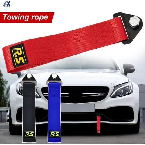 Car Tow Strap Towing Rope Belt Heavy Duty Red Tow Rally Sport Drift Hook Front Rear Bumper Racing Rescue Hauling Tool Styling