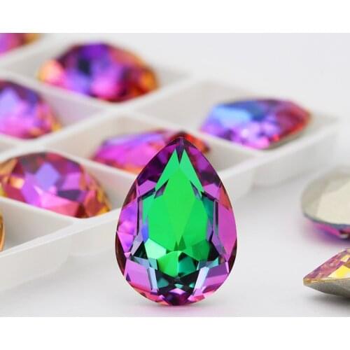 Tear Drop Shape Shiny Rhinestones DIY Crafts Crystal For Dresses Clothes Bags Colorful Pointback Glue On Stones Rhinestones