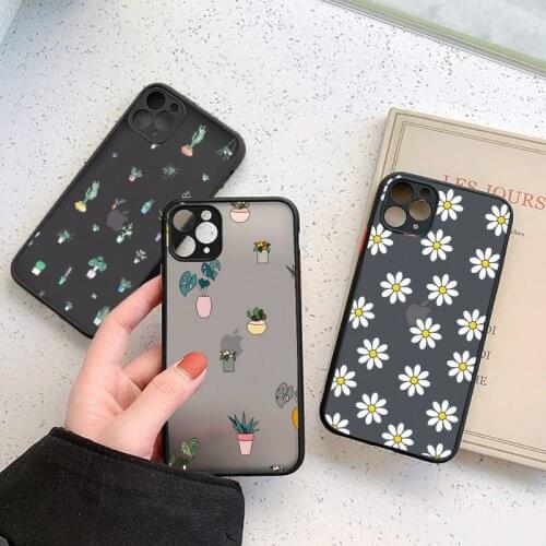 Phone Case For iphone 12 11 7 8 plus mini x xs xr pro max Daisy Flower matte transparent cover