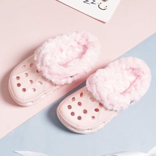 Children Kids Girls Mules Warm Clogs Winter Croc Sneakers Slippers Baby Shoes For Girl EUR24 25 26 27 28 29 30 31 32 33 34 35