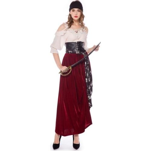 Halloween Caribbean Jack Sparrow Pirate Disfraz Mujer Cosplay Costume Purim Masquerade Pirate Captain Fantasia Dress Up