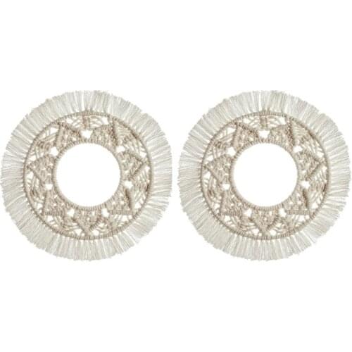 2 PCS Braided Table Mat Cup Coasters Hand-Woven Coaster Tapestry Macrame Wall Hanging Boho Decor Home Decoration