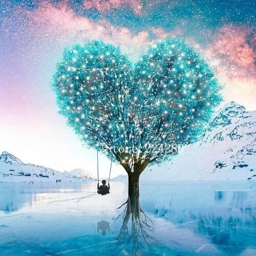 Oil Painting Fresh love tree Scenery Counted Cross Sewing Kits Needlework Crafts 14CT DIY Art Handmade Home Decor