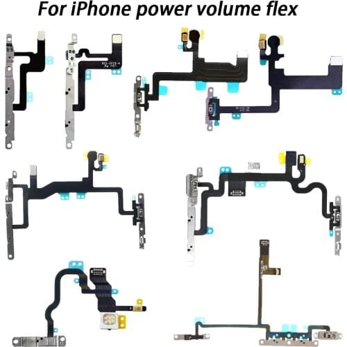 For iPhone 6 6S 7 8 Plus X Switch On Off Power Button + Volume Control + Flash Light + Mic + Mute Connector Flex Cable Bracket