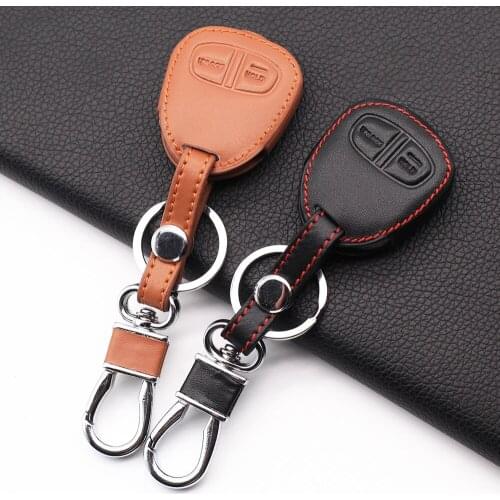 100% Leather Cover Wallet For Mitsubishi Outlander ASX Colt LANCER Grandis Pajero Sport 2 Buttons Key Case