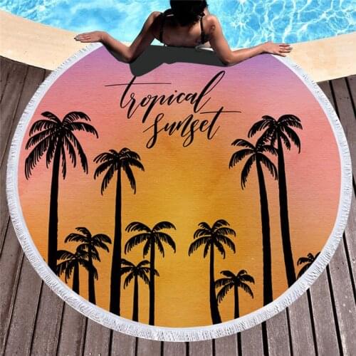 Plants Series Summer Beach Towel 150cm Round Swimming Sunbathing Towel Home Decor Wall Tapestry Yoga Picnic Blanket