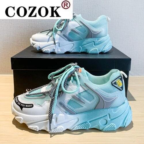 New Chunky Sneakers Woman Breathable Running Shoes Fashion Rainbow Sports Shoes Mesh Platform Sneakers Ladies Casual Flat Shoes