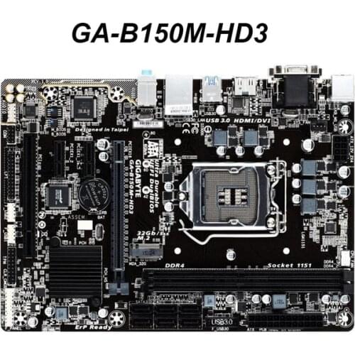 For GIGABYTE B150M-HD3 Desktop GA-B150M-HD3 DDR4 Motherboard B150M B150 Socket LGA 1151 USB3.0 Used Mainboard