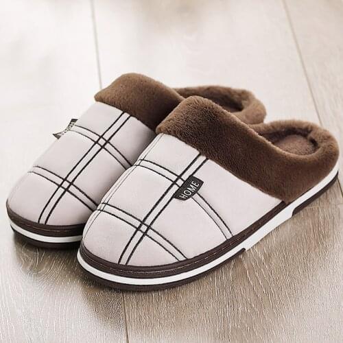 Winter Men Slippers Non Slip Keep Warm House Shoes for Male Soft Velvet Home Slippers Mens Memory Foam Sturdy Sole Dropshipping