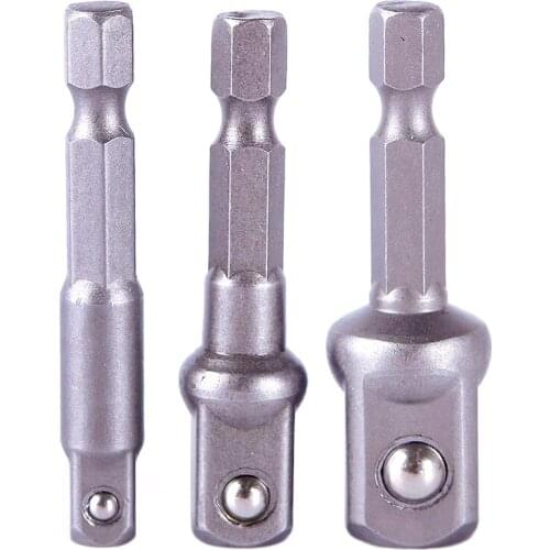 New Hot Sale 3 Sizes/Set 1/4" 3/8" 1/2" Socket Adapter Set Hex Shank Impact Driver Drill Bits Hand Tools Set#69204