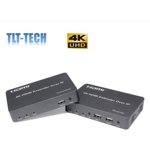 One pair 150M 4K HDMI USB Extender Over TCP IP Support Gigabit PoE Network Switch CAT5E /6 Support KVM keyboard Mouse and IR