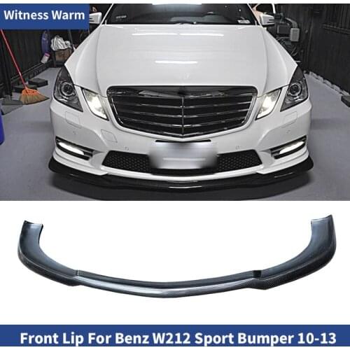 For W212 Carbon Fiber Front Lip Spoiler Splitter for Benz E Class E260 E300 E400 Sport Sedan 4 Door 2010- 2013 FRP Bumper Guard