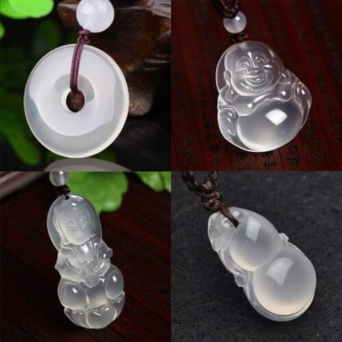 Natural home ice Hetian jade pendant jade Guanyin pendant necklace cord Jade Buddha Pendant with a certificate of men and women
