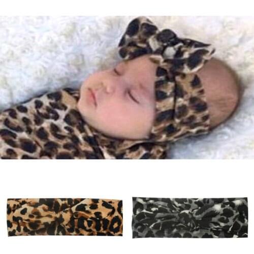 Kid Girls Baby Leopard Print Headband Hairwear Ribbons Bow-Knot Newborn Hairband Head Wrap Baby Hair Accessories